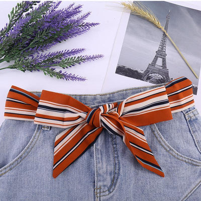 Silk Belt With Striped Motif Knot Buckle - Model Lumi