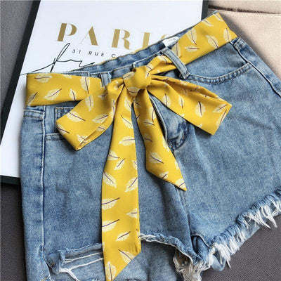 Yellow Pompon Belt With Strass Knot Buckle - Model Azaria