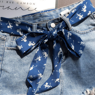 Blue Small Lion Pattern Polyester Scarf Belt - Model Sachay