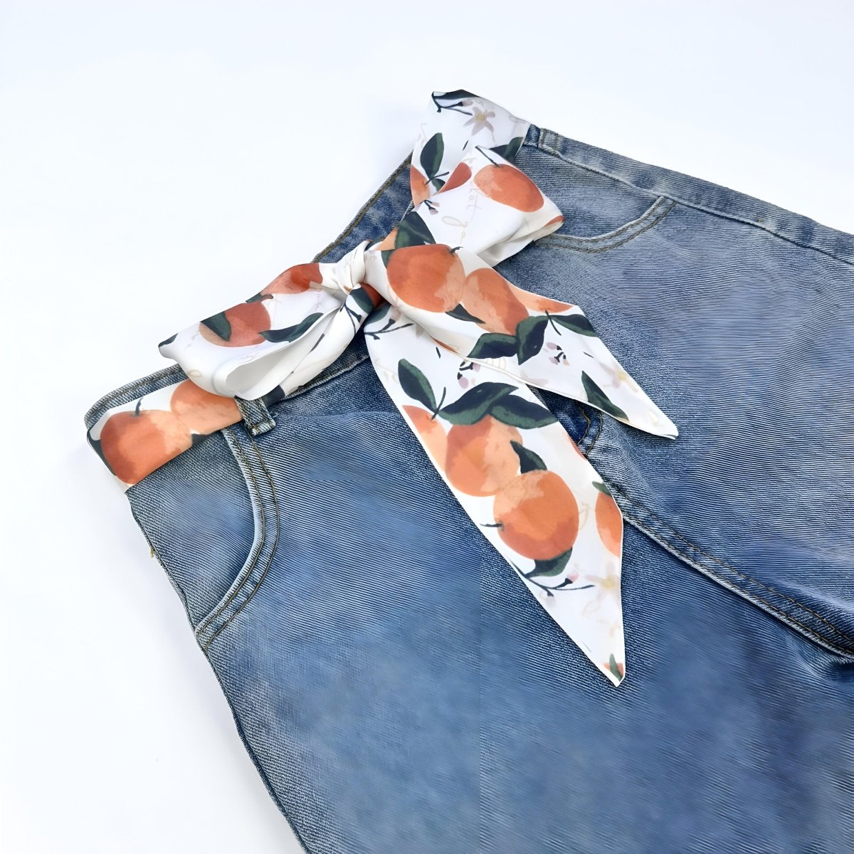 Belt foulard, to motifs d'oranges abstraites, model Jaden - Zictor