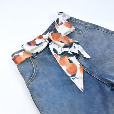 Orange Abstract Motif Scarf Belt For Women - Model Jaden