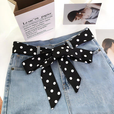 Chic Polka Dot Scarf Belt With Knot Bow - Model Emerey