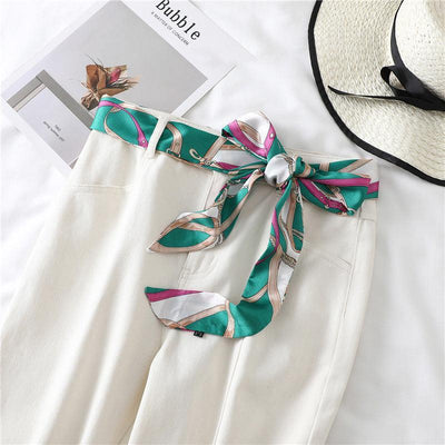 Scarf Belt With Knot Buckle Green And Yellow - Model Lotus