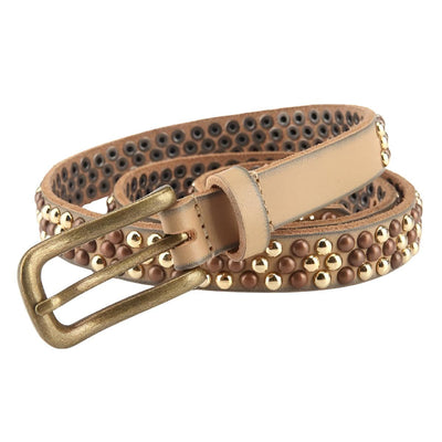 Gold Studded Belt With Round Buckle - Model Terri
