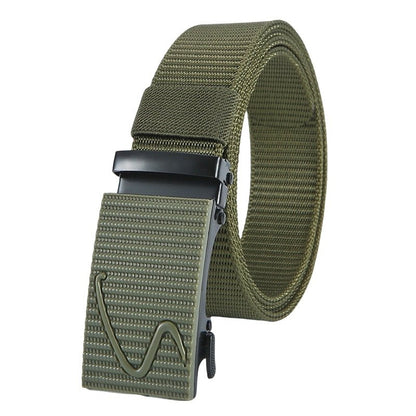 Belt in canvas for men, to buckle auBerkeRayyanyatique, model Lynseey - Zictor