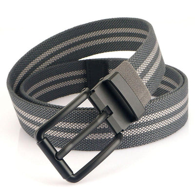 Nylon Stripe Belt With Black Buckle - Model Journee