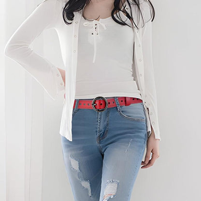 Belt Leather Ajoure For Women TO Buckle Ronde Model Marlon by Zictor