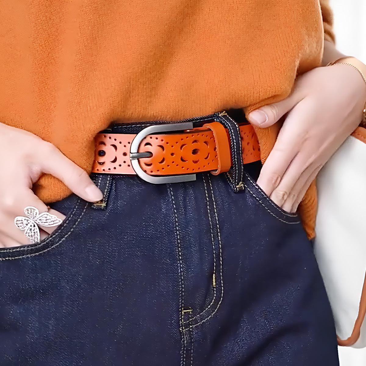 Belt Leather Ajouree For Women Model Drew by Zictor