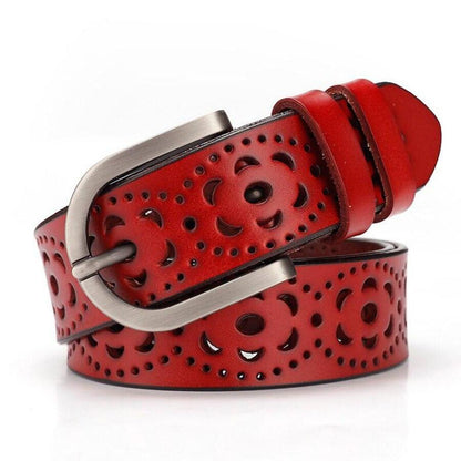 Belt in leather ajourée for women, model Drew - Zictor