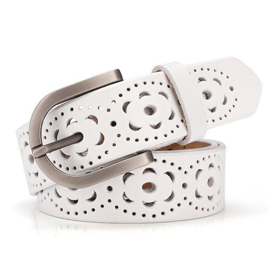 Belt in leather ajourée for women, model Drew - Zictor