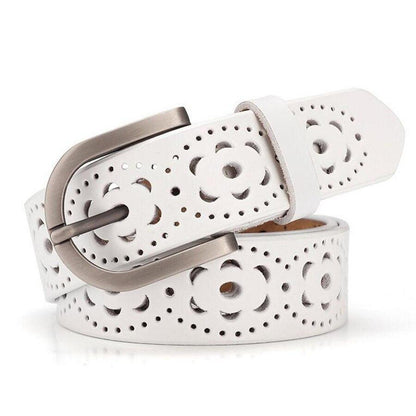 Belt in leather ajourée for women, model Drew - Zictor