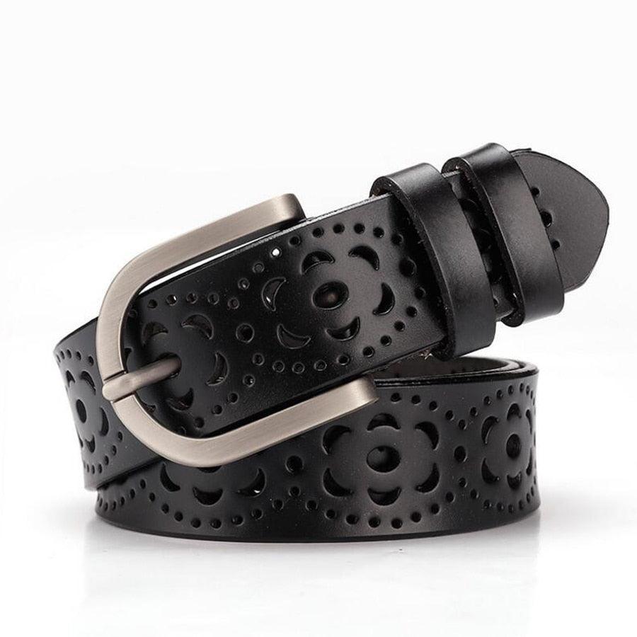 Belt in leather ajourée for women, model Drew - Zictor