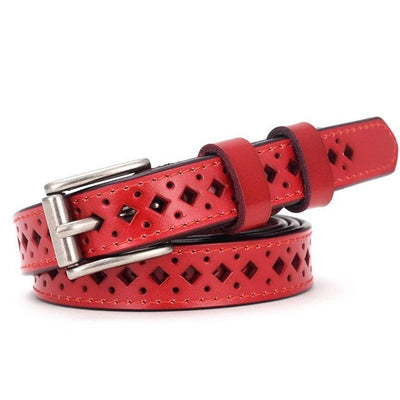 Red Perforated Belt For Women - Model Ofir