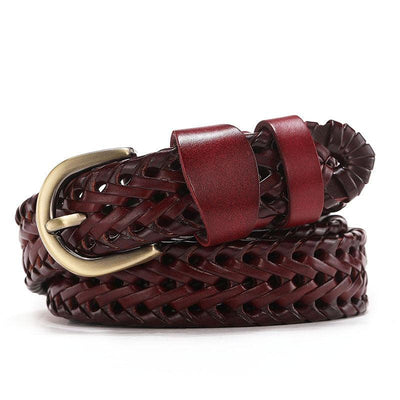 Burgundy Braided Belt For Women - Model Edeno