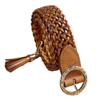 Brown Braided Classic Belt For Women - Model Royal