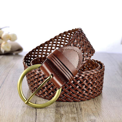 Belt in leather braid, model Ife - Zictor