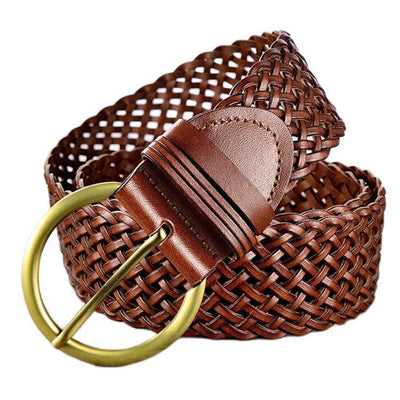 Wide Braided Belt With Gold Buckle - Model Ife