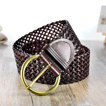 Belt in leather braid, model Ife - Zictor