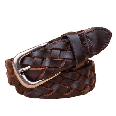 Braided Belt for Women Full Grain Brown - Model Pau
