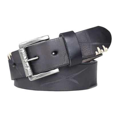 Belt in leather brut and vieilli, for men, model Kensley - Zictor
