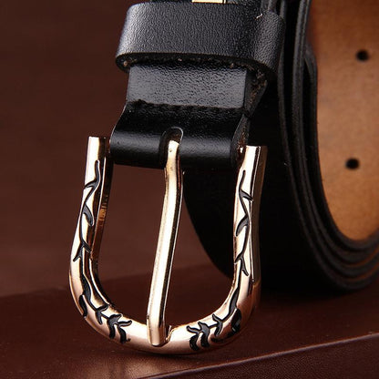 Belt Leather Lisse For Women Buckle Decor Vegetal Model Edenn by Zictor