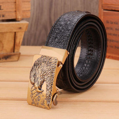 Belt Leather Buckle Golden Aigle For Men Model Dominique by Zictor