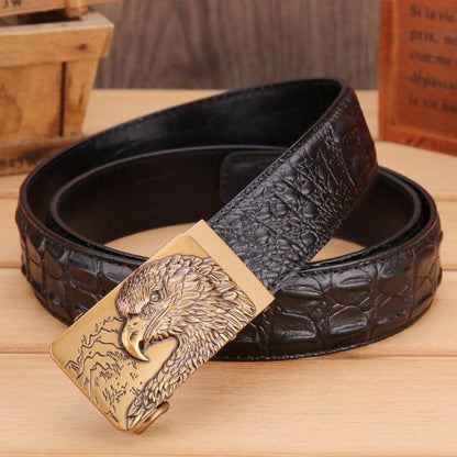 Belt Leather Buckle Golden Aigle For Men Model Dominique by Zictor