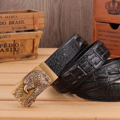 Belt Leather Buckle Golden Aigle For Men Model Dominique by Zictor