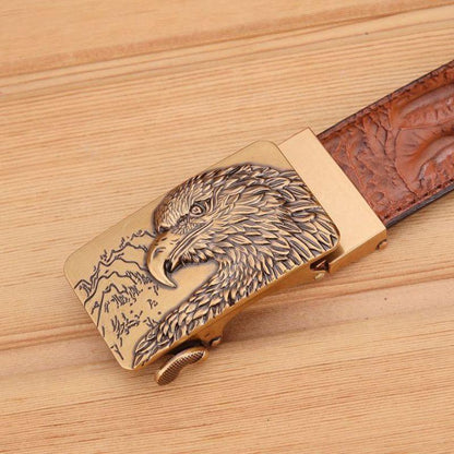 Belt Leather Buckle Golden Aigle For Men Model Dominique by Zictor