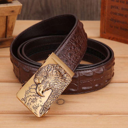 Belt Leather Buckle Golden Aigle For Men Model Dominique by Zictor