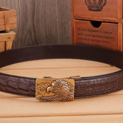 Belt Leather Buckle Golden Aigle For Men Model Dominique by Zictor