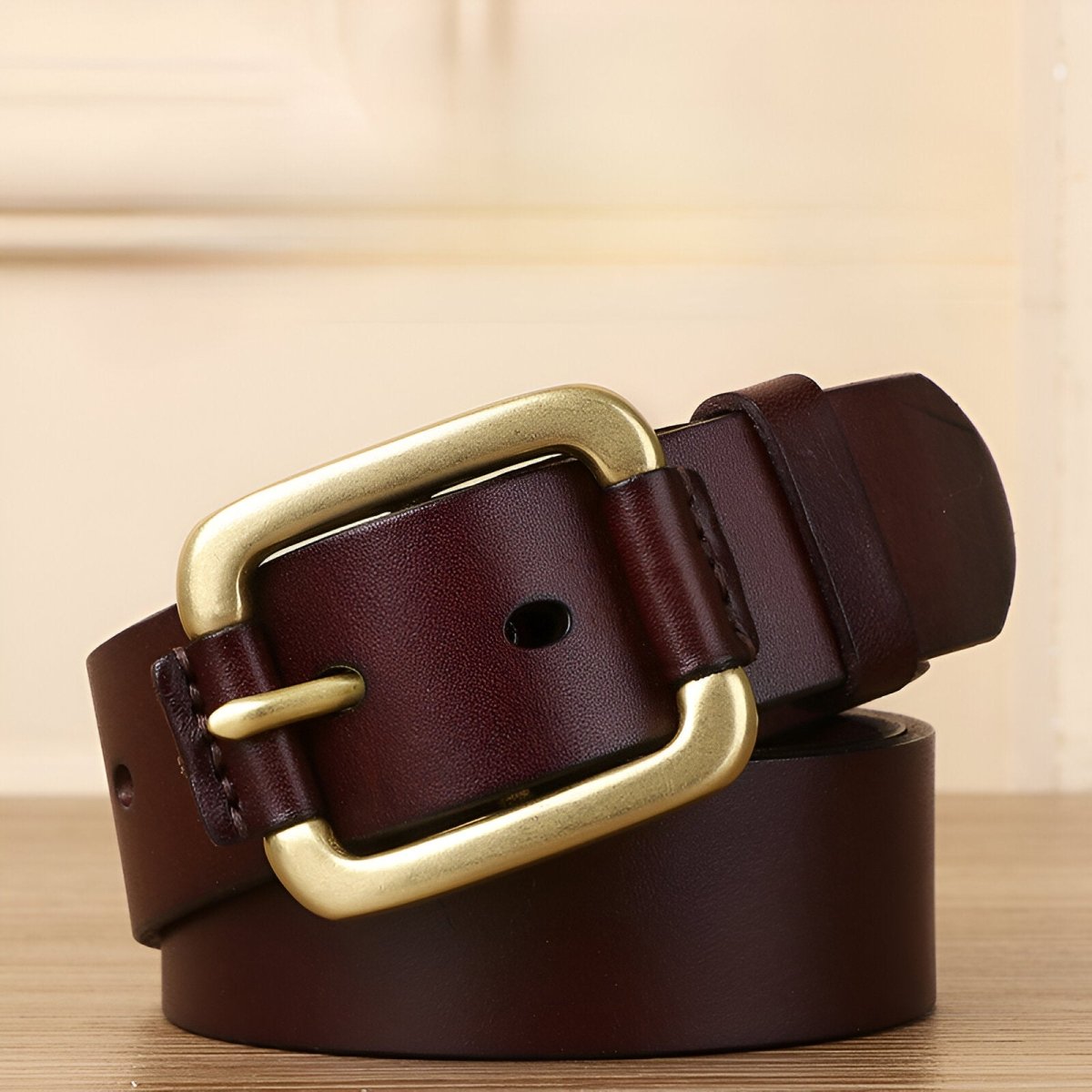 Belt Leather For Men Buckle Brass Hypoallergenique Model Dash by Zictor
