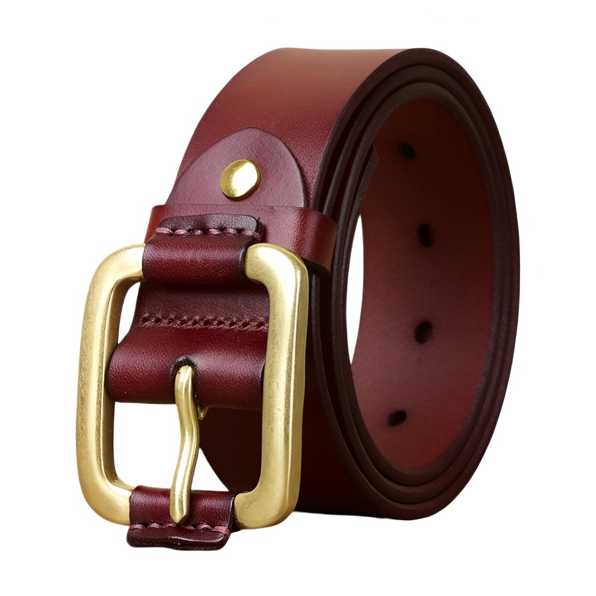 Belt in leather for men, buckle brass hypoallergénique, model Rémi - Zictor