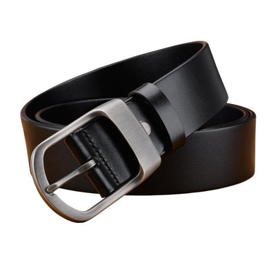 Men's Black Belt with Prong Buckle - Model Aster