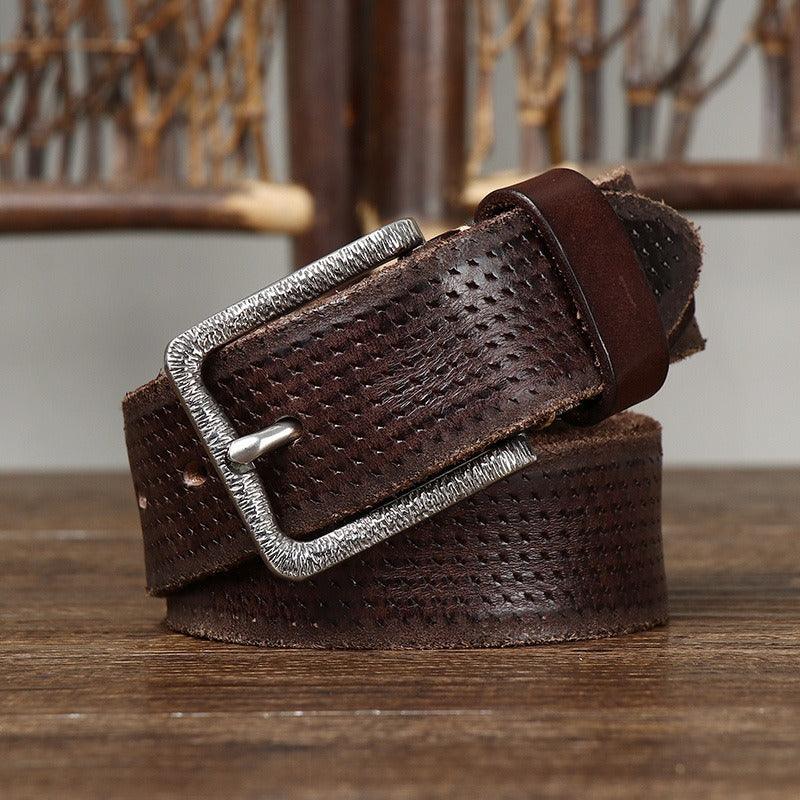 Belt in leather for men, model Noam - Zictor