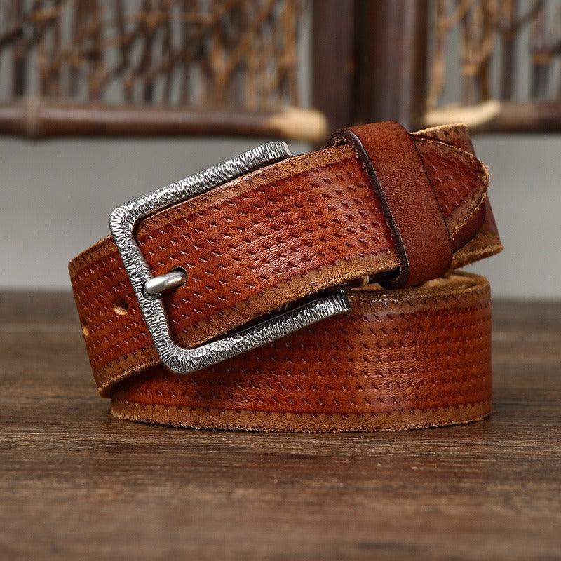 Belt in leather for men, model Noam - Zictor