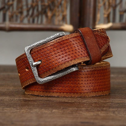 Belt in leather for men, model Noam - Zictor
