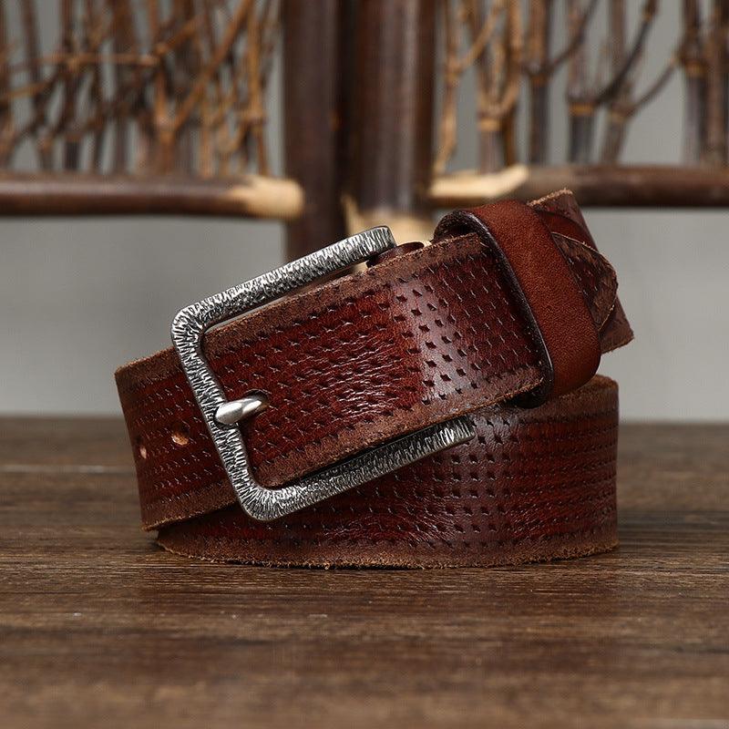 Belt in leather for men, model Noam - Zictor
