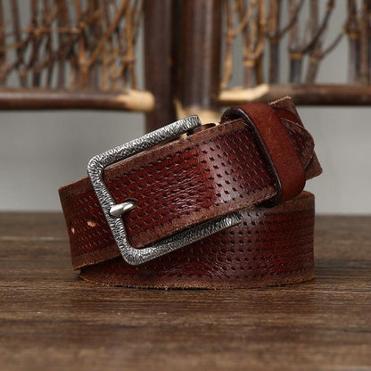 Belt in leather for men, model Noam - Zictor
