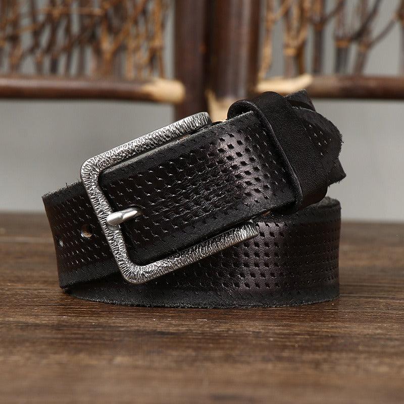 Belt in leather for men, model Noam - Zictor