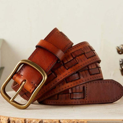 Belt in leather for men, model Raegany - Zictor