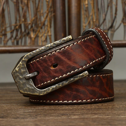 Belt Leather For Men With Piqure White Sur Strap Model Ayaan by Zictor