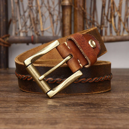Belt Leather For Men With Strap Centrale Braided Model Naz by Zictor