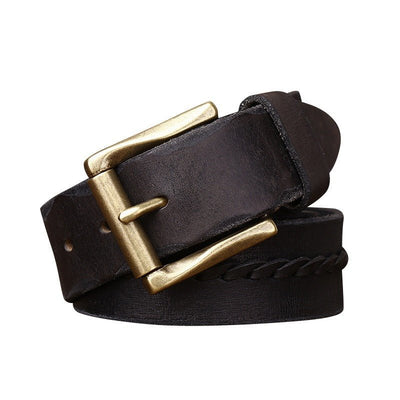 Mens Belt Braided Silver Buckle (1.5 in) - Model Naz