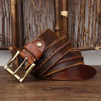 Belt Leather For Men With Strap Centrale Braided Model Naz by Zictor