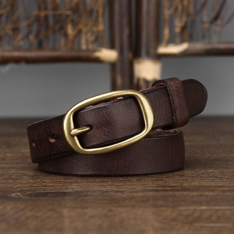 Belt in leather for women, model Blaeke - Zictor