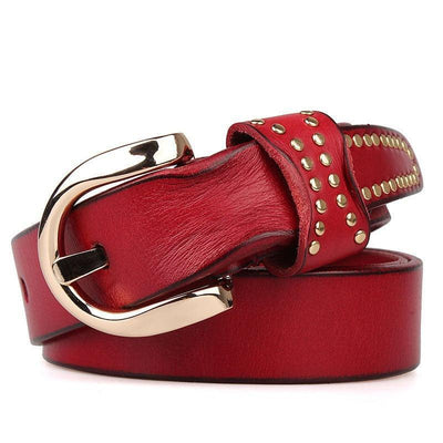 Red Belt For Women With Gold Buckle - Model Bronwyn