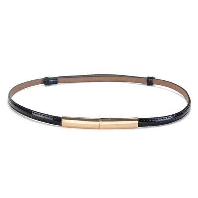 Belt for Women Black Strap Gold Buckle - Morgano - model Claomeia
