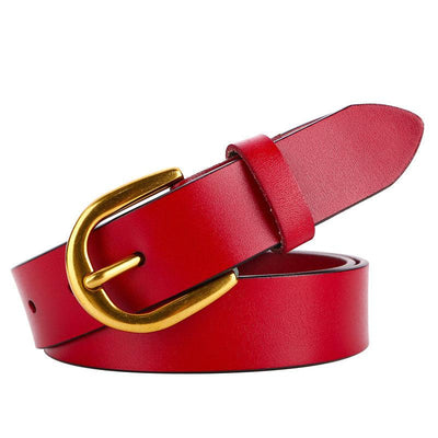 Red Belt For Women With Gold Buckle - Model Emori