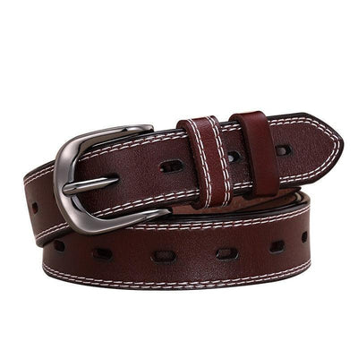 Brown Belt For Women Classic Stitching - Model Hieu